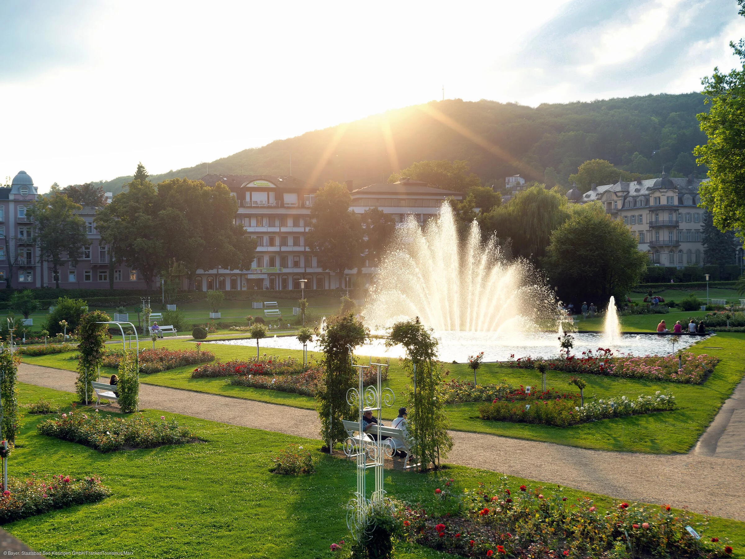 Sonnenuntergang Rosengarten Bad Kissingen